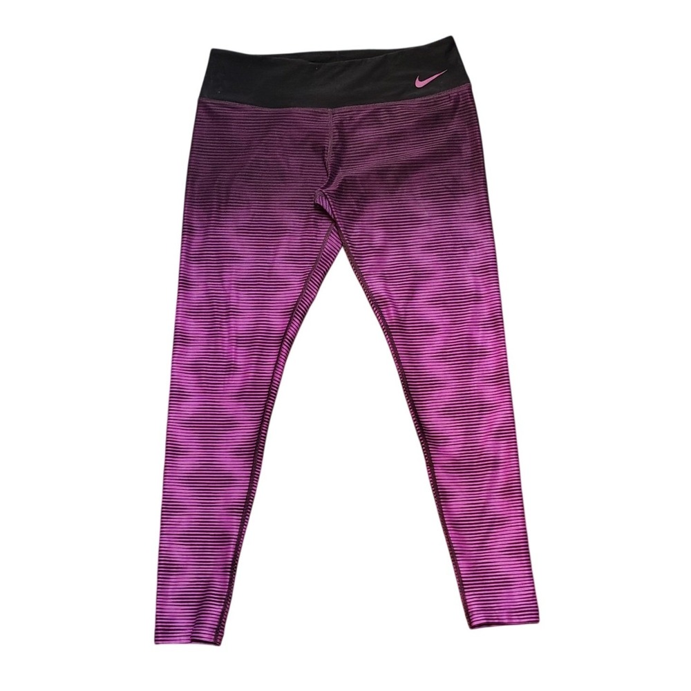 Nike Golf Womens Dry‎ Fit Yoga Pants Large Purple Black Omber Striped Activewear